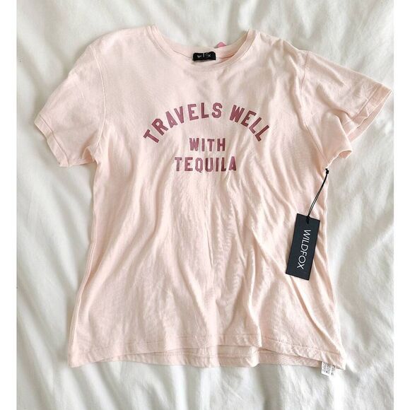 Wildfox Travels Well With Tequilla T shirt Size Medium NWT - Picture 1 of 5